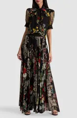 アリス アンド オリビア レディース トップス シャツ Alice Olivia Brentley Tie Neck Puff Sleeve Top DESERT SPRIGS BLACK ブラックのサムネイル