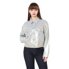 リーバイス レディース アウター ジャケット・ブルゾン デニム Levis Womens Levishrunkeno Pleat Optical Denim Jacket Opticl Ill デニムのサムネイル