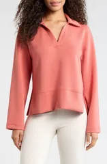 スパンク レディース トップス シャツ スキューバ ニット SPANX AirEssentialscuba Knit Polo Top CLAYのサムネイル