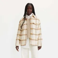 リーバイス レディース アウター ジャケット・ブルゾン Levis Nola Shacketta Plaid Almond Softshell Jacket Womens Beige ベージュのサムネイル