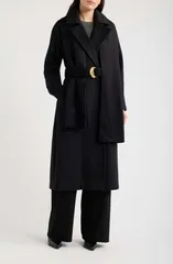 ダナ キャラン ニューヨーク レディース アウター ジャケット・ブルゾン コート Donna Karanew York Belted Scarf Coat BLACK ブラックのサムネイル