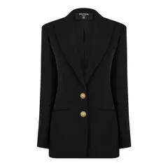 バルマン レディース アウター ジャケット・ブルゾン ブレザー Balmain WomensingleBreasted GoldTone Button Long Sleeve Blazer 0PA Nのサムネイル
