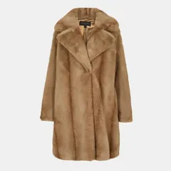 ダナキャラン レディース アウター ジャケット・ブルゾン リラックスフィット コート Donna Karan Womens Faux Furelaxed Fiteddy Coat Brown Mixのサムネイル