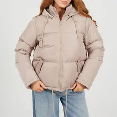 ブレーブソウル レディース アウター ジャケット・ブルゾン Brave Soul Womens Hooded Long Sleeve Short Puffer Jacket StoneStone ストのサムネイル