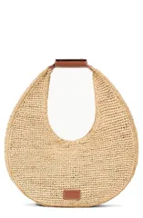 スタウド レディース バッグ STAUD Large Raffia Moon Shoulder Bag NATURALTAN タンのサムネイル