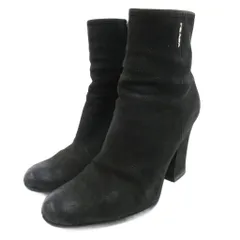 プラダスポーツ PRADA SPORT ブーティ ショートブーツ サイドジップ ヌバック シボ レザー 36.5 黒 ブラック /JS ■GY62のサムネイル