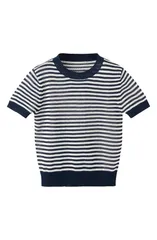 マンゴ レディース アウター ニット・セーター MANGO Stripe Crop Sweater DARK NAVY ネイビーのサムネイル