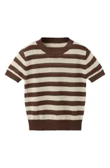 マンゴ レディース アウター ニット・セーター MANGO Stripe Crop Sweater CHOCOLATE チョコレートのサムネイル