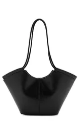 マンゴ レディース バッグ MANGO Faux Leahter Double Handle Bucket Bag BLACK ブラックのサムネイル