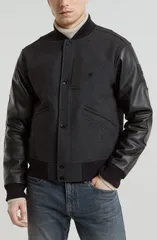 ジースター メンズ アウター ジャケット・ブルゾン ウール レザー GSTAR Wool Blend Leather Varsity Jacket SHADOWのサムネイル