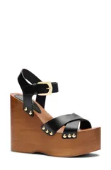 スチュアート ワイツマン レディース シューズ サンダル Stuart Weitzman Kate Clog Wedge Sandal Women BLACK ブラックのサムネイル