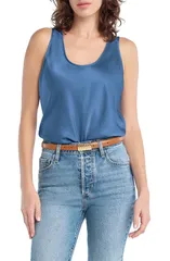 フェイバリット ドーター レディース トップス シャツ サテン Favorite Daughter Clean Cut Satin Tank RIVER BLUE ブルーのサムネイル