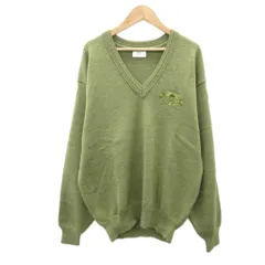 ダンヒル dunhill sport ニット セーター 長袖 Vネック 刺繍 L カーキ /SY38 ■ECD001のサムネイル