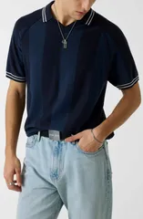 ゲス メンズ アウター ニット・セーター ポロシャツ GUESStripe Polo Sweater S75QOPEN ストライプのサムネイル