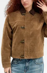 アーバンアウトフィッターズ レディース アウター ジャケット・ブルゾン スエード BDG Urban Outfitters Clasp Faux Suede Jacket BROWN ブラウンのサムネイル