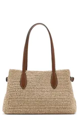 マンゴ レディース バッグ MANGO Natural Fiber City Shoulder Bag LEATHERのサムネイル