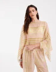 エイソス レディース トップス タンクトップ シフォン ケープデザイン ギンガムチェック シアー キャップ ケープ ギンガム ASOS DESIGN chiffon sheer cape top giのサムネイル