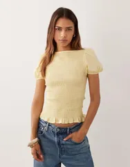 エイソス レディース トップス タンクトップ ASOS DESIGN shir red short sleeve top in buttermilk voile Buttermilkのサムネイル