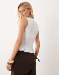 マンゴ レディース トップス シャツ Vネック ノースリーブ Mango Teen shir red vneck sleeveless top Offwhite オフホワイトのサムネイル