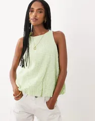 エイソス レディース トップス シャツ ホルター ASOS DESIGN bubble hem halter neck toplaid part of a set Green check グリーンのサムネイル