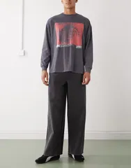 コルージョン メンズ ボトムス デニムパンツ ワイドレッグ COLLUSION x003 wide leg jean in washed WASHED BLACK ブラックのサムネイル