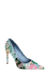 ジェフリー キャンベル レディース シューズ ヒール スパンコール Jeffrey Campbell Good Sequin Pointed Toe Pump Teal Satin Combo ティーのサムネイル