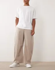 エイソス メンズ ボトムス カジュアルパンツ ASOS DESIGN smart barreleg pants in stone ストーンのサムネイル