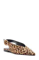 アレッツォ レディース シューズ パンプス Arezzo Atlas Pointed Toe Slingback Flat Leopard アニマルのサムネイル