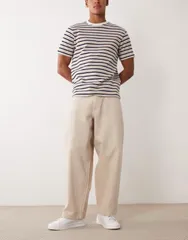 エイソス メンズ ボトムス デニムパンツ ストレート ジーンズ ASOS DESIGN loose straight leg jeans in ecru エクリュのサムネイル