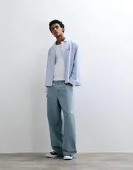 エイソス メンズ ボトムス デニムパンツ ジーンズ ASOS DESIGN baggy jeans in light wash LIGHT WASH BLUE ブルーのサムネイル
