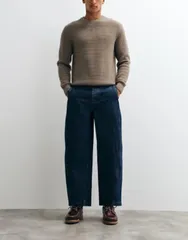 エイソス メンズ ボトムス デニムパンツ ジーンズ ASOS DESIGN barrel jeans in dark wash blue with stitch detailing Dark washのサムネイル