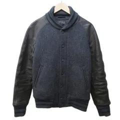 バーニーズニューヨーク BARNEYS NEW YORK スタジャン スタジアムジャンパー ブルゾン 袖カウレザー 切替 ウール M 灰 茶 グレー ブラウン 0105のサムネイル