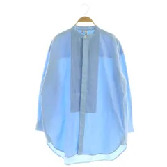 トラディショナルウェザーウェア Traditional Weatherwear ピンタック バンドカラーシャツ 長袖 オーバーサイズ XS ブルー /MY ■OSのサムネイル