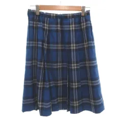 スコッチハウス SCOTCH HOUSE フレアスカート ひざ丈 170A 青 ブルー チェック柄 プリーツ ミモレ丈 ECF003 /KR ■ECF003のサムネイル