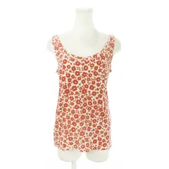 レイビームス Ray Beams The way of Chic タンクトップ カットソー オーバルネック ノースリーブ 花柄 総柄 ベージュ 赤 レッド /MN18 ■GY99のサムネイル