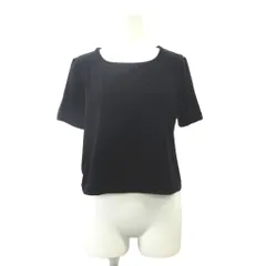 フォクシー FOXEY カットソー M 紺 ネイビー 半袖 ベロア ボートネック クロップド丈 /KK ■ECB001のサムネイル