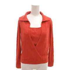 ダナパリ DANAPARIS 美品 ニット セーター 絹 シルク 42 赤 レッド キャミソールドッキング 長袖 リブニット ラップデザイン /MX ■GY99のサムネイル