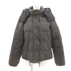 ハリスツイード Harris Tweed アースミュージック＆エコロジー earth music&ecology 美品 ダウンジャケット フード付き スナップボタン ウール M 灰色 グレー /SJ ■GY06のサムネイル