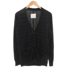 サカイ sacai カーディガン バックケーブル編み ボーダーカーディガン ニット 切替 アンゴラ混 1 黒 ブラック 紺 ネイビー 11-00204M /GV ■GY19のサムネイル