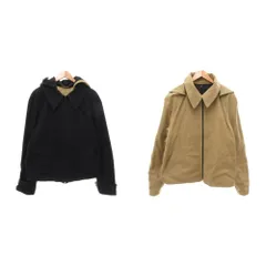 ランバン LANVIN リバーシブルジャケット ハーフコート バイカラー ビッグフード 54 ベージュ 紺 ネイビー /FF ■GY62のサムネイル