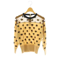 レッド ヴァレンティノ RED VALENTINO ニット セーター 長袖 ウール シルク カシミヤ混 レース切替 L ベージュ ブラック /HKのサムネイル