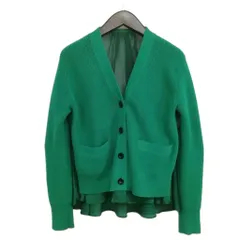 サカイ sacai 23SS Knit×Satin Cardigan ニット サテン 切替 カーディガン 1 グリーンのサムネイル