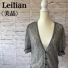【Leilian】レリアン ニット 半袖 カーディガン ラメ シアー サイズ 9 MR-24のサムネイル