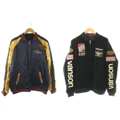 バンソン VANSON ジャケット ブルゾン スカジャン リバーシブル 別珍 サテン XXL ブラック ネイビー NVJK-809 /DF ■GY40のサムネイル