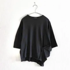ENFÖLD エンフォルド ハイツイスト天竺 アシンメトリーTシャツ カットソー　変形 カットソー 半袖 Tシャツ プルオーバー 38 M ブラック 黒 コットン 綿100% 日本製 コクーン ドレープ クルーネック 春夏 トップス レディース 【D560】のサムネイル