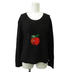 ソニアリキエル SONIA RYKIEL 長袖ニットセーター ウール 42 黒 ブラック 長袖 ラウンドネック リンゴモチーフ /SH ■ECC005のサムネイル