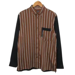 コムサコミューン COMME CA COMMUNE ダブルポケット ボタンダウンシャツ 51-15IW02 長袖 ストライプ L ブラウン系のサムネイル