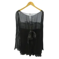 レッド ヴァレンティノ RED VALENTINO タグ付 フォーマル シャツ ブラウス シースルー 切替 レース 長袖 42 黒 ブラック 0520のサムネイル