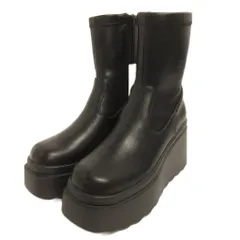 アズールバイマウジー AZUL by moussy VENUSウェッジソールストレッチショートブーツ フェイクレザー 厚底 S 黒 ブラックのサムネイル