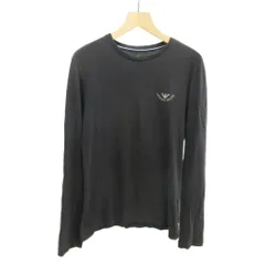 アルマーニ ジーンズ ARMANI JEANS Tシャツ ESサイズS 黒 ブラック 長袖 ラウンドネック 無地 カットソー /PP ■ECA003のサムネイル